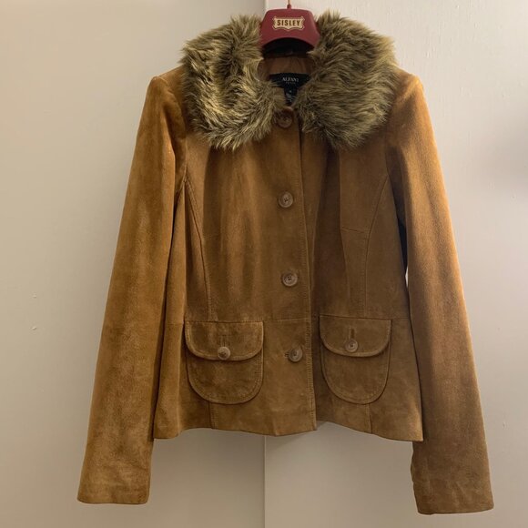 Vintage suede coat with detachable faux fur collar - Picture 1 of 7